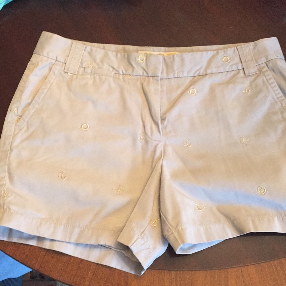 Jcrew embroidered khaki shorts